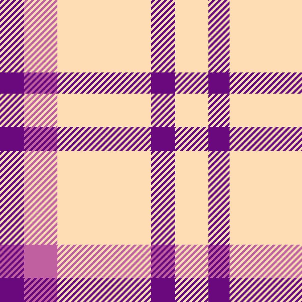 Endless pattern background check, empty seamless fabric tartan. Twill texture plaid textile in peach puff and purple colors. vector