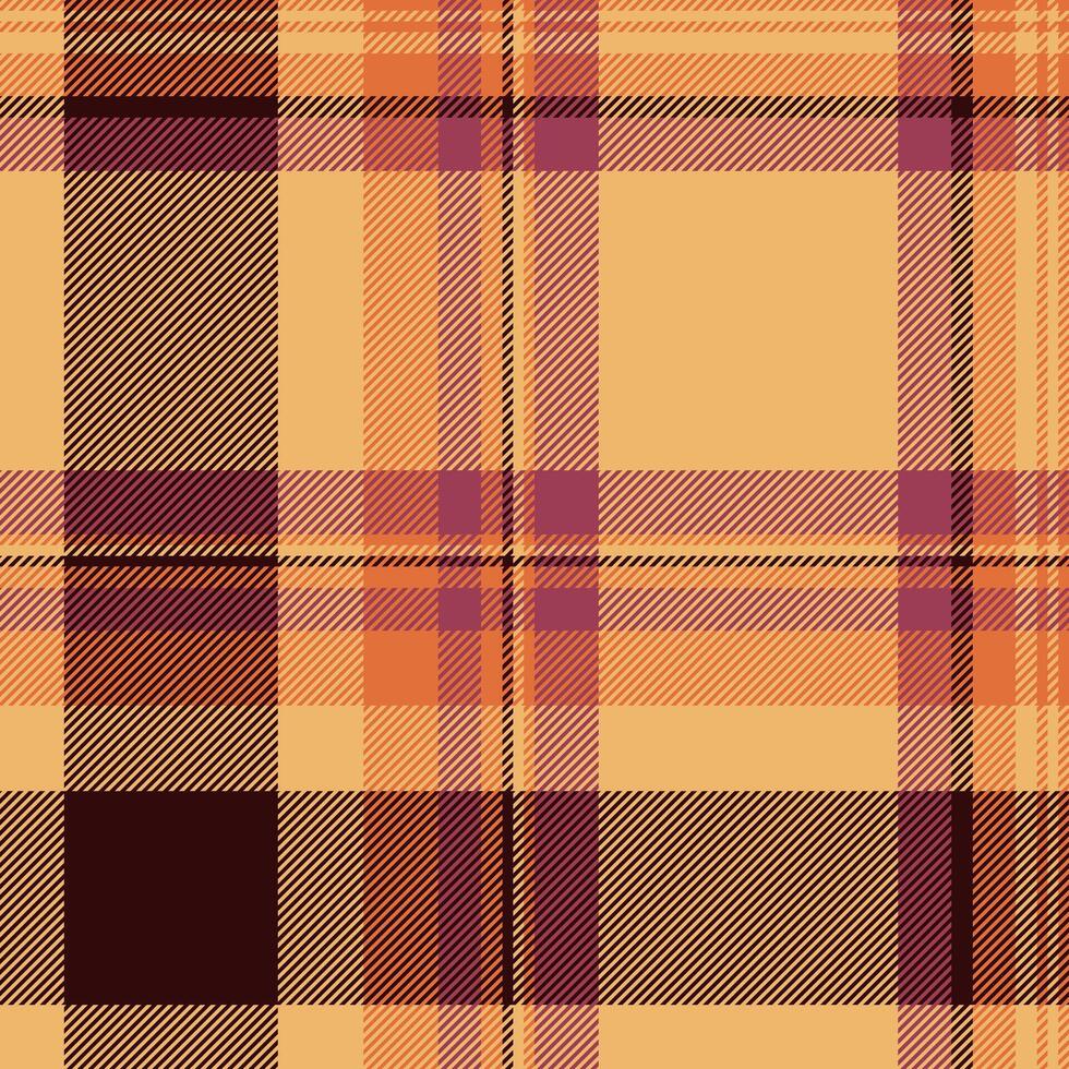 Length pattern fabric , expensive texture tartan plaid. Nostalgia seamless background check textile in orange and dark colors. vector