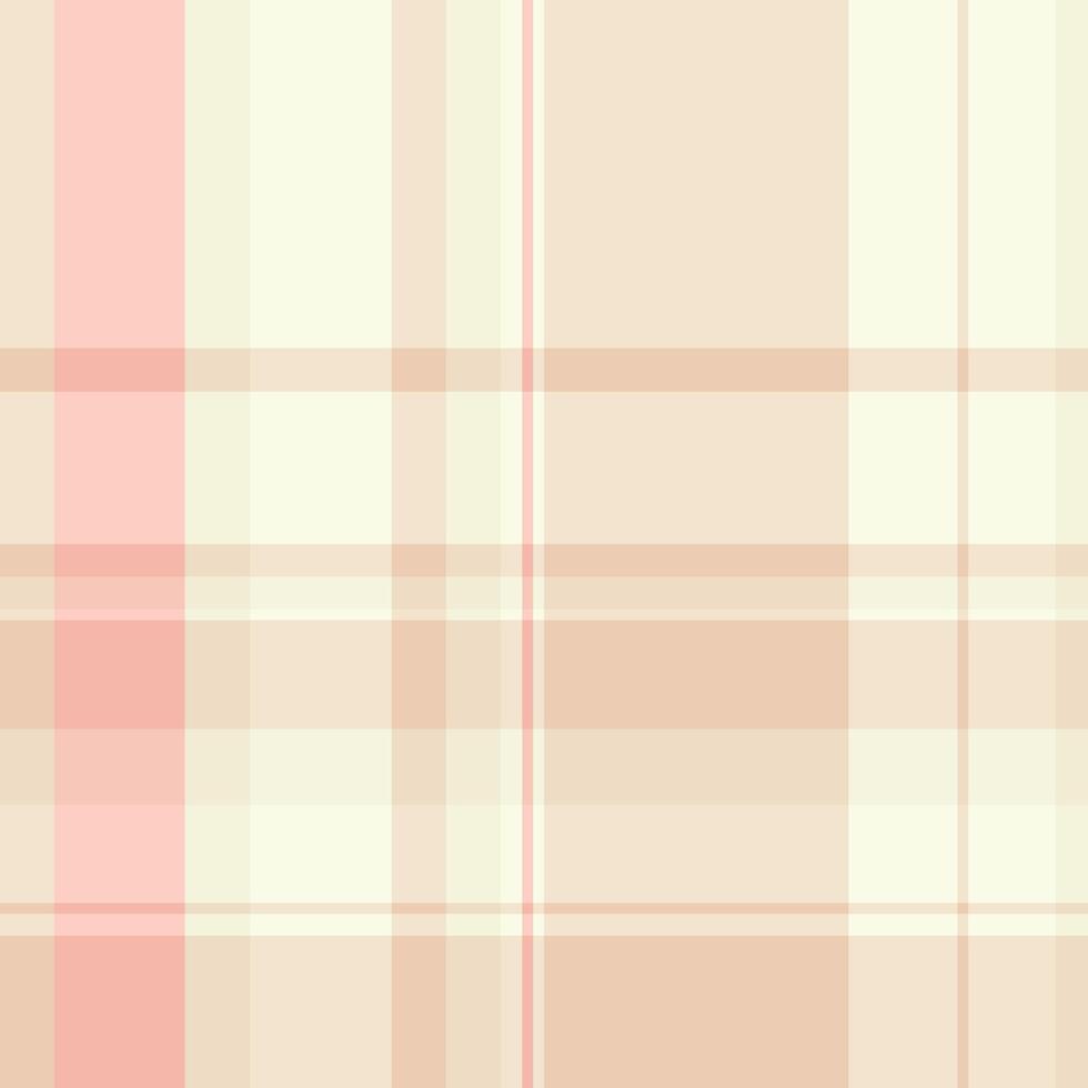 Elegant pastel plaid pattern in soft pinks and creams. Ideal for textile design, website backgrounds, stationery, or scrapbooking projects. vector