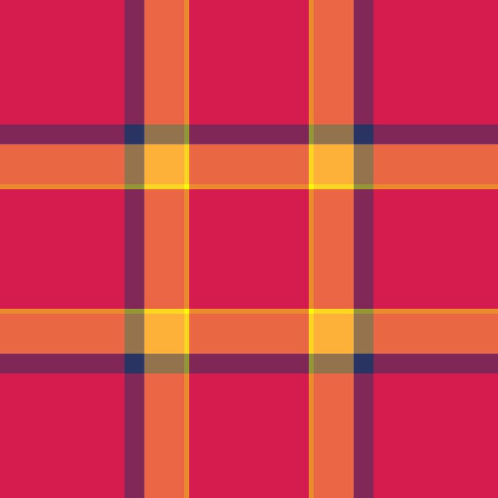 50s background seamless fabric, custom texture pattern tartan. Checker check textile plaid in red and orange colors. vector