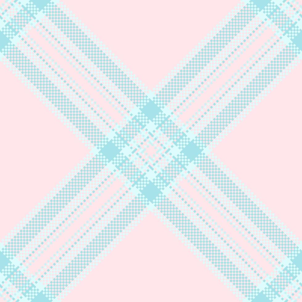 Invite seamless plaid tartan, girl pattern textile texture. Warp fabric background check in light and light cyan colors. vector