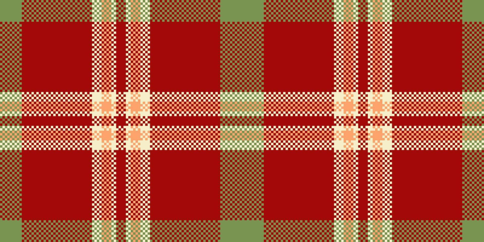 Stylish red, green, and cream plaid pattern. Perfect for textile design, wrapping paper, or website backgrounds. Offers a modern yet classic feel, ideal for autumnal or holiday themes. vector
