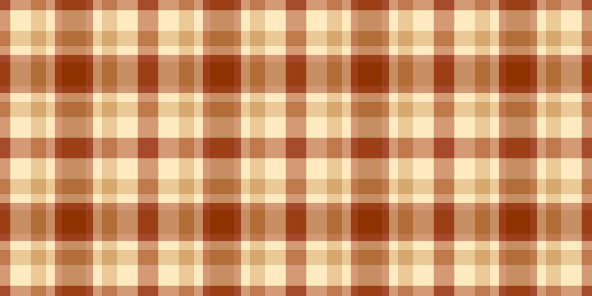 Pyjamas texture check pattern, bed textile fabric plaid. Guy tartan seamless background in orange and amber colors. vector