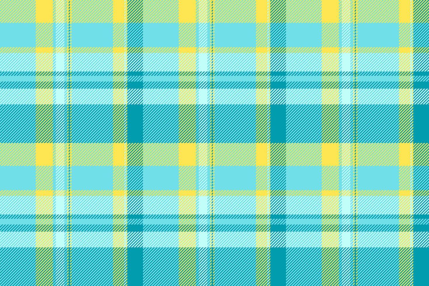 Top tartan texture , tidy fabric background pattern. Design seamless plaid check textile in cyan and yellow colors. vector