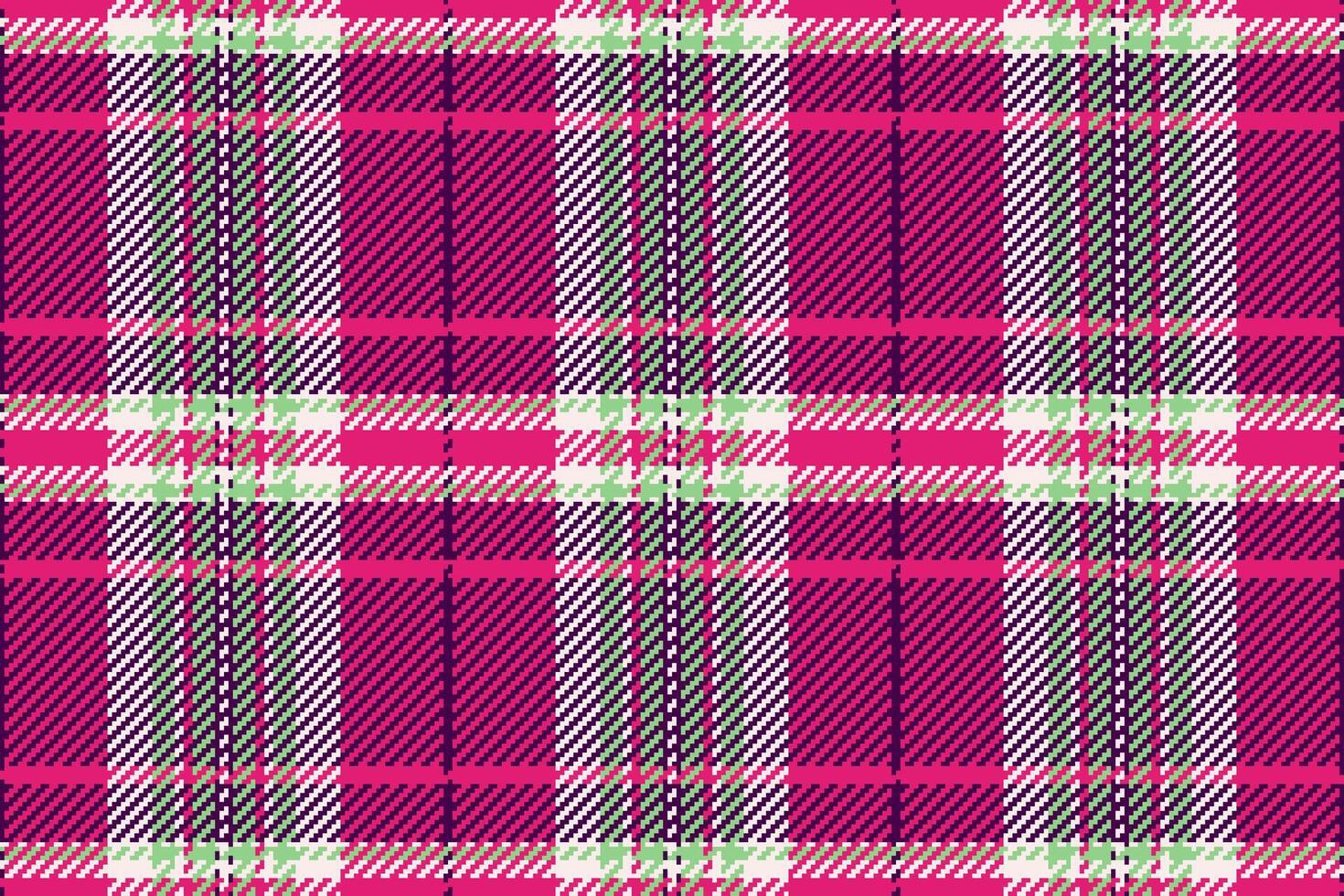 Vibrant pink, green, and white plaid pattern. Perfect for textile designs, fashion, websites, or any project needing a bold, stylish geometric texture. Seamless repeat for easy application. vector