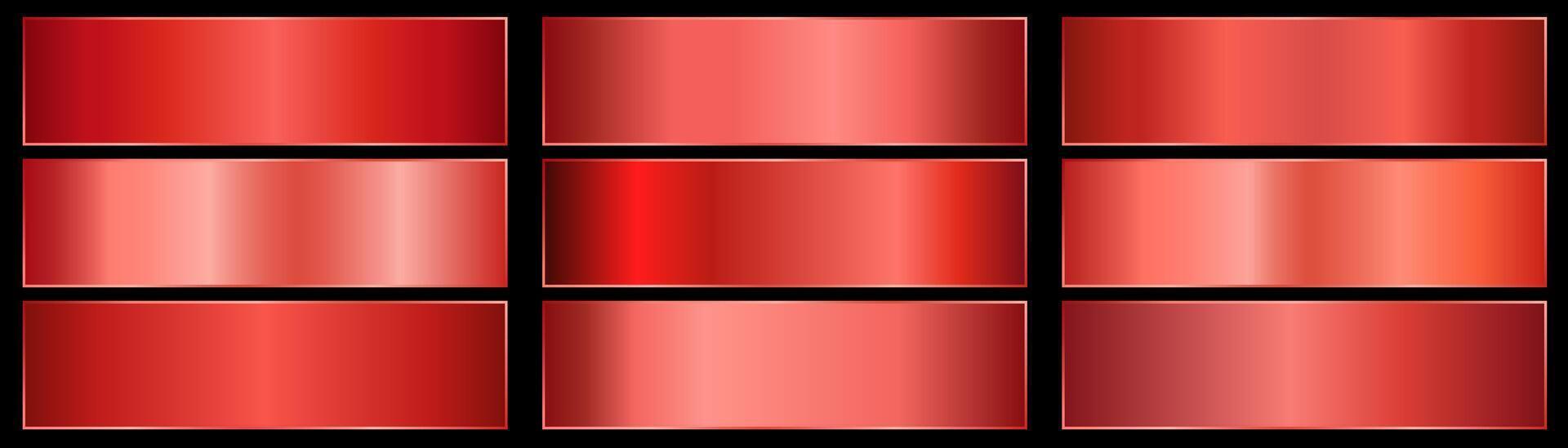 Collection of red gradients. red metal gradient. modern modifications of colors and tones. vector