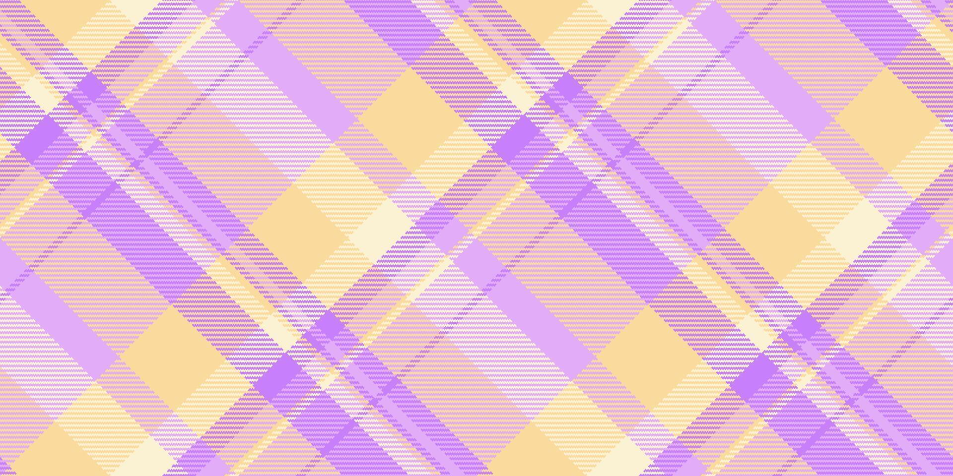 Tracery fabric texture background, mid textile pattern check. Micro seamless tartan plaid in purple and amber colors. vector