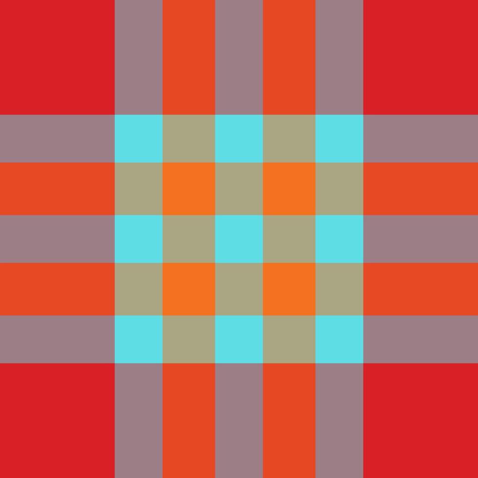 Ornamental seamless plaid tartan, seventies textile fabric. Ethnic texture check pattern background in pastel and red colors. vector