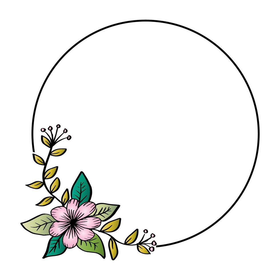 Floral Elegant Circle Frame vector