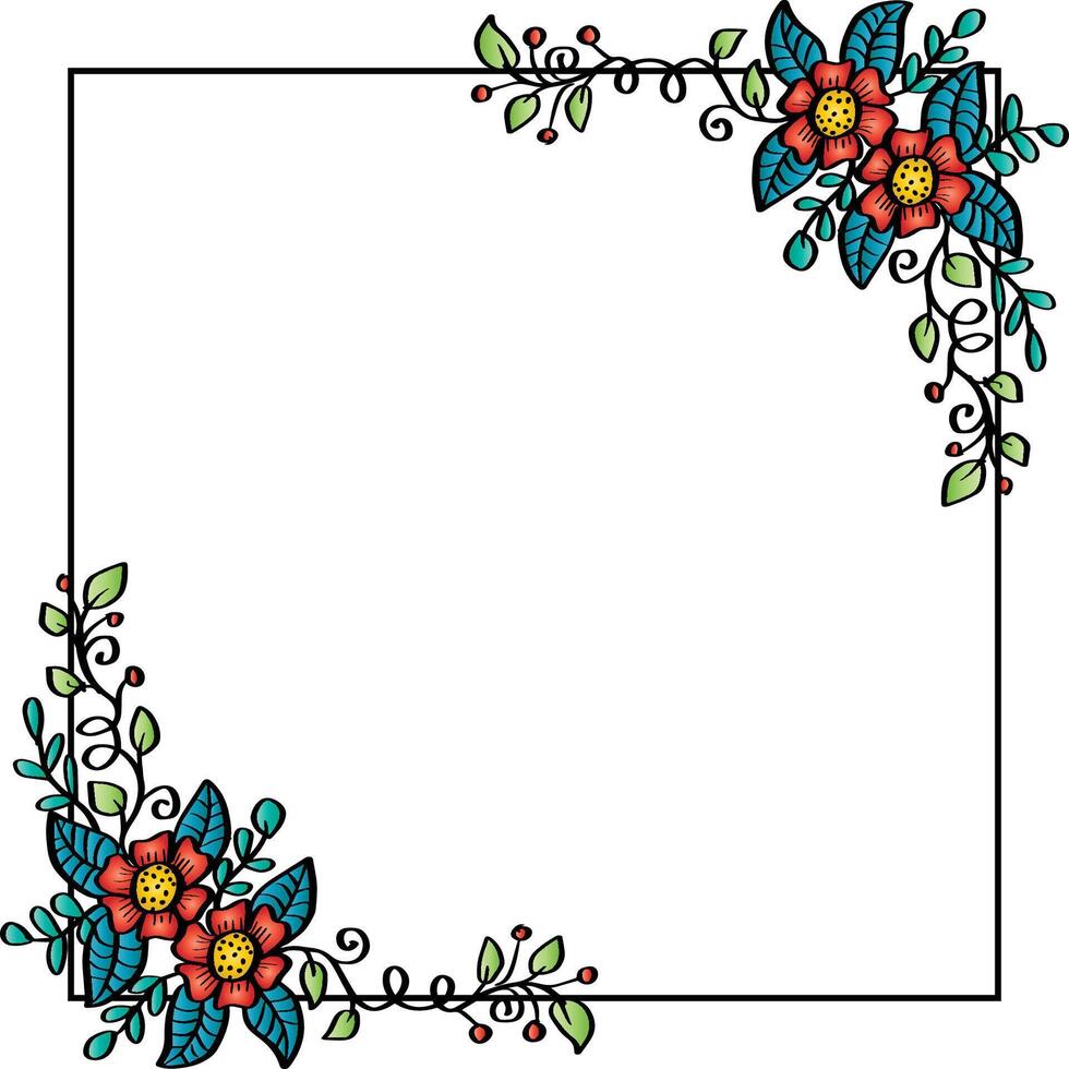 Beautiful flower square frame vector