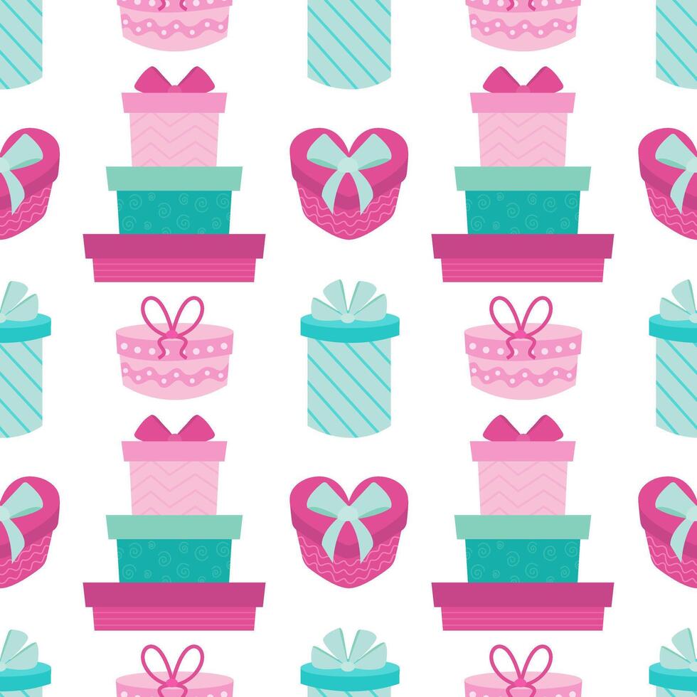 Gift boxes flat seamless pattern vector