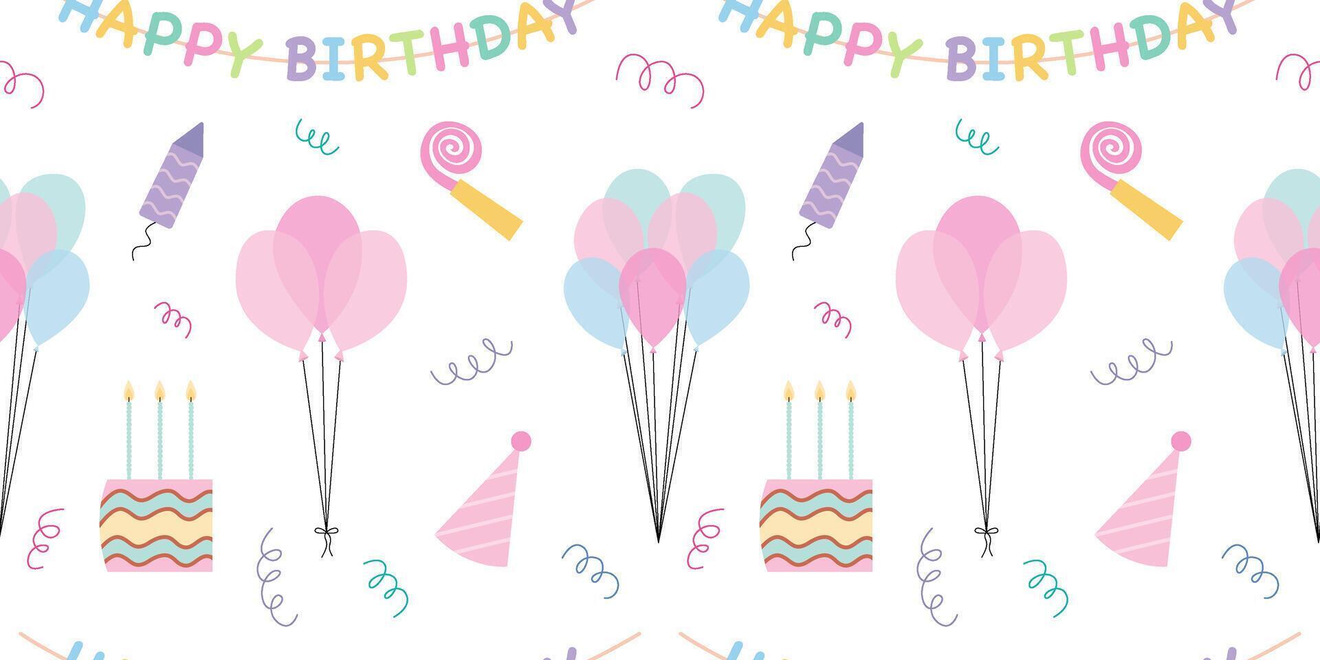 Happy birthday flat seamless pattern vector