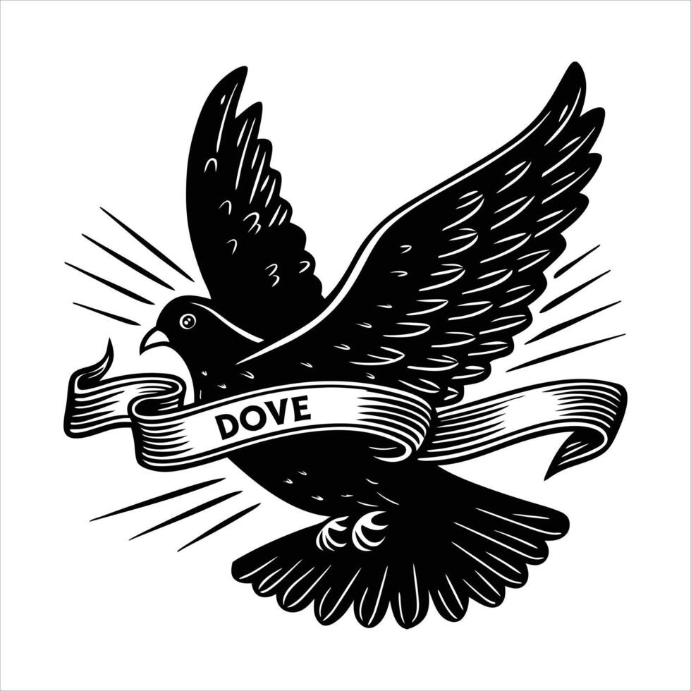 Flying Dove Silhouette Images vector