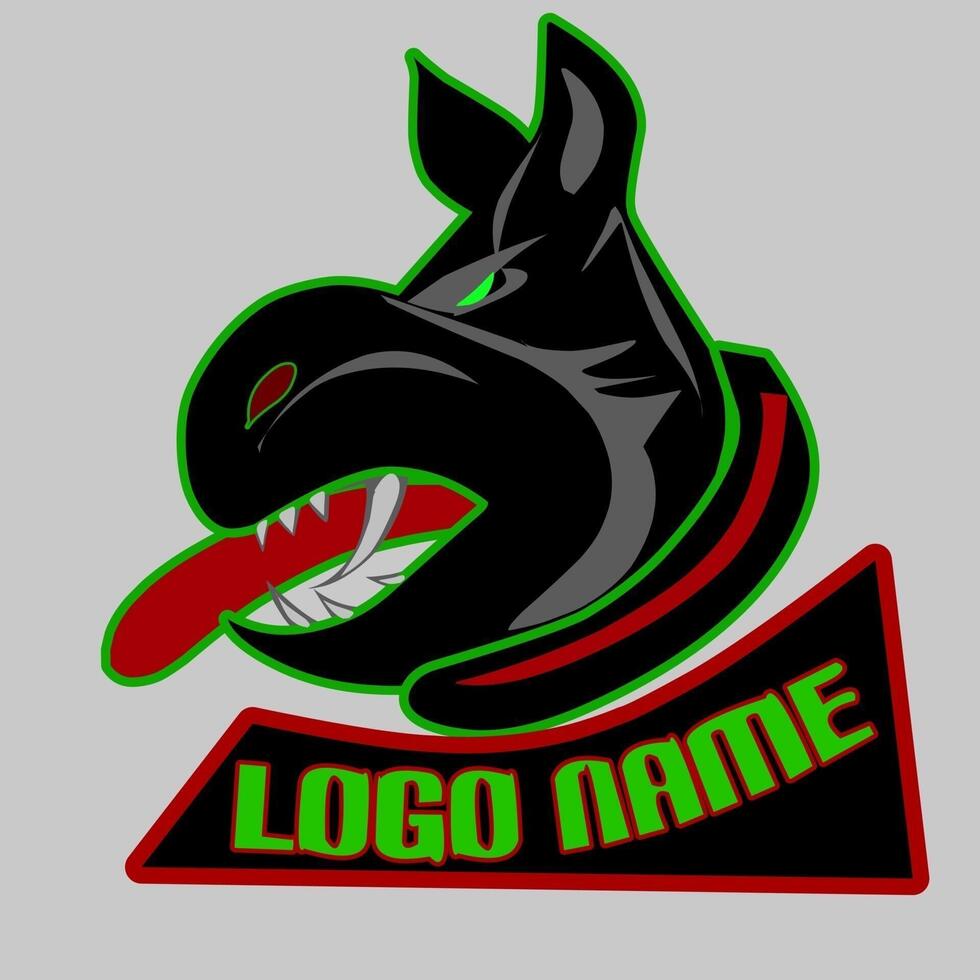 a logo for a team with a black dog head vector
