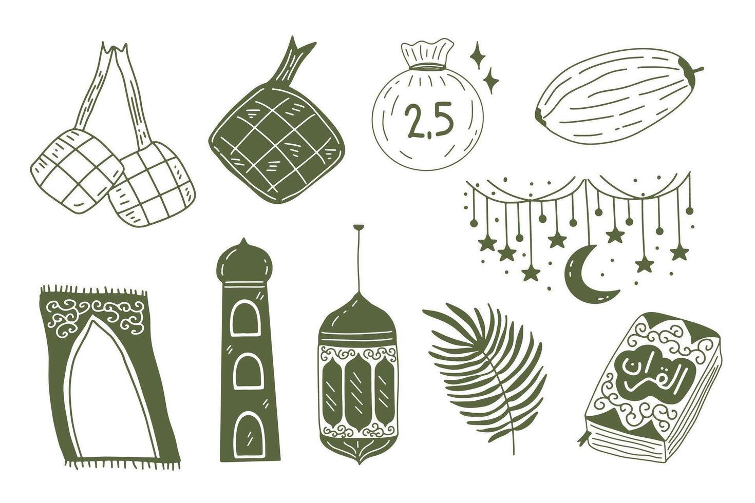 Cute Line Drawing Ramadan Element vector