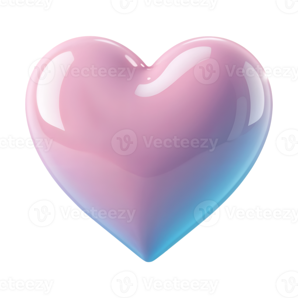 Dreamy Cartoon Heart with Pastel Gradient Background on Transparent Background png