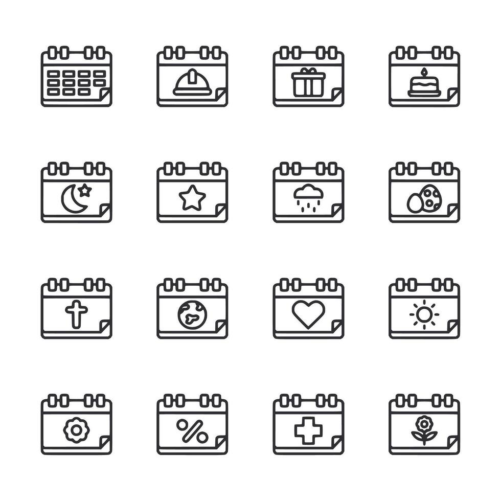 A set of 12 different calendar icons vector
