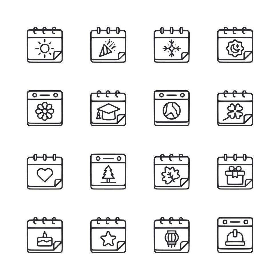 A set of 12 different calendar images with various themes such as flowers, trees vector