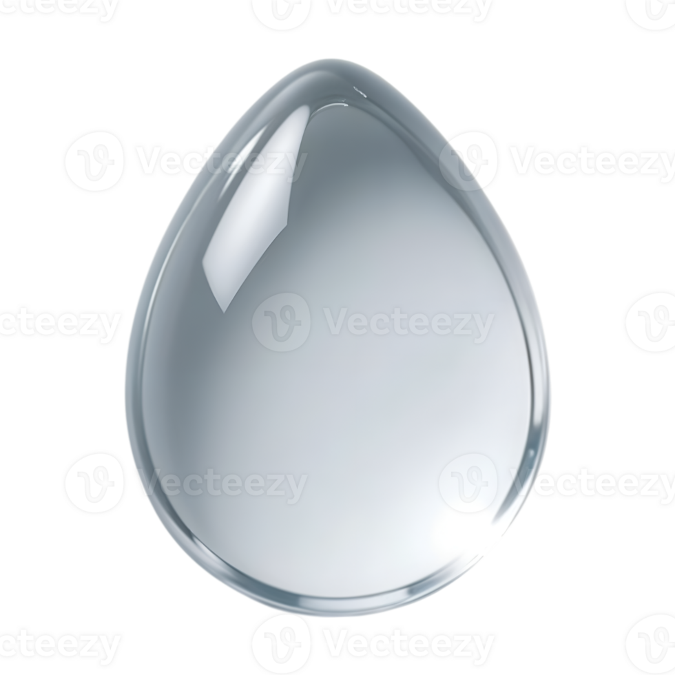 Clear Water Droplet with Natural Highlights on Transparent Background png