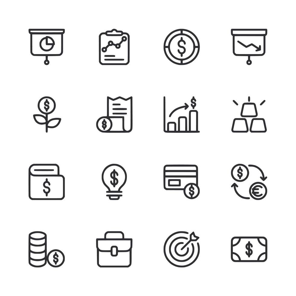 Set of icons for finance and business vector