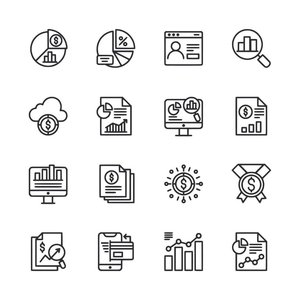 A set of icons for various computer-related tasks vector