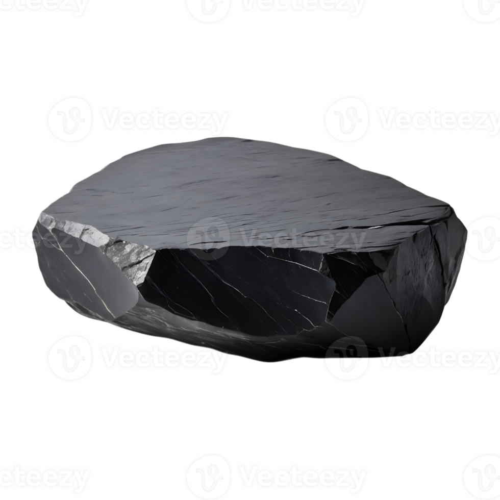 Polished Black Slate Stone on Transparent Background png