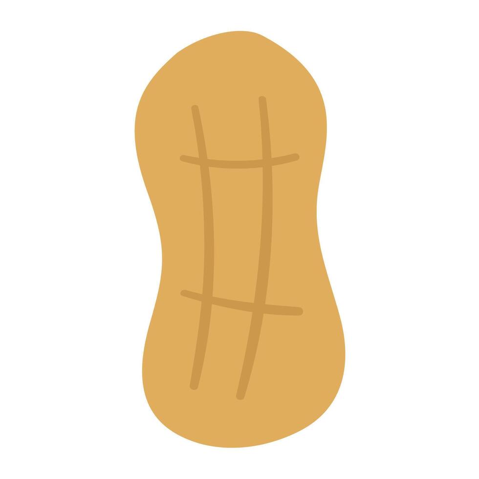 Peanut. Flat illustration. Hand drawn icon on white background. vector