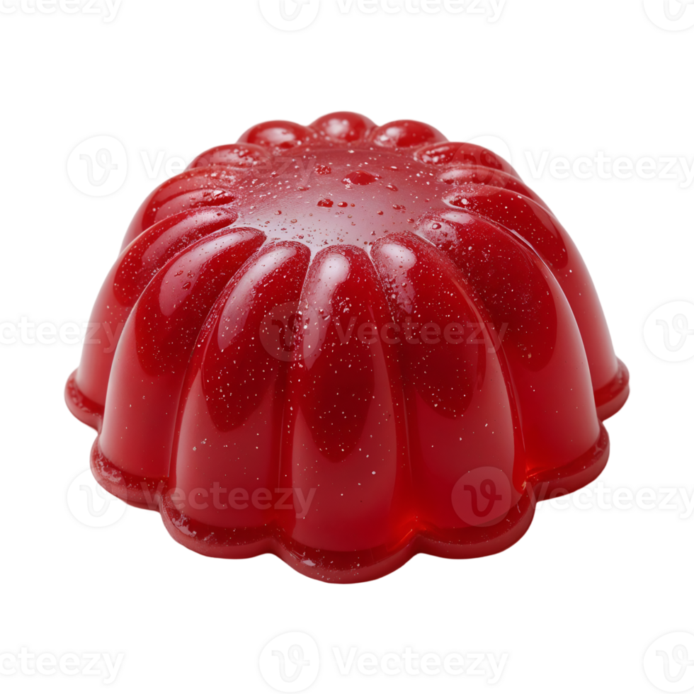 Glossy Red Gelatin Dessert with Smooth Dome Shape on Transparent Background png