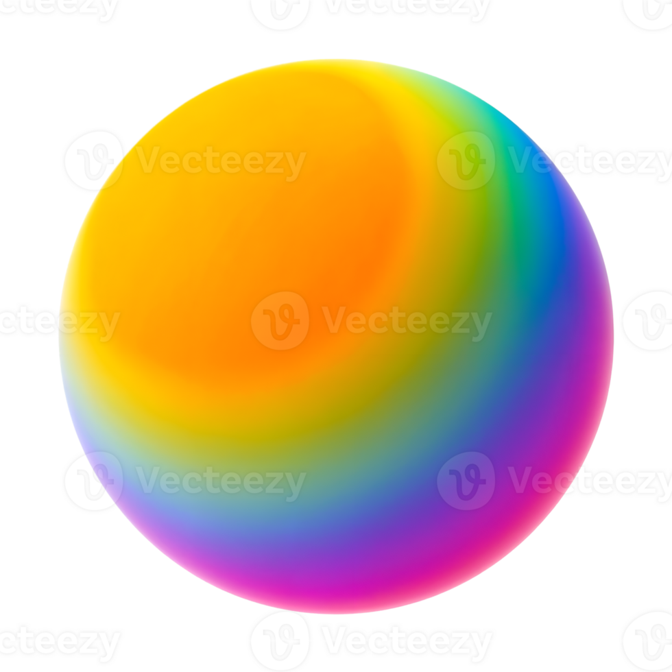 Vibrant Gradient Colorful Glossy Sphere on Transparent Background png