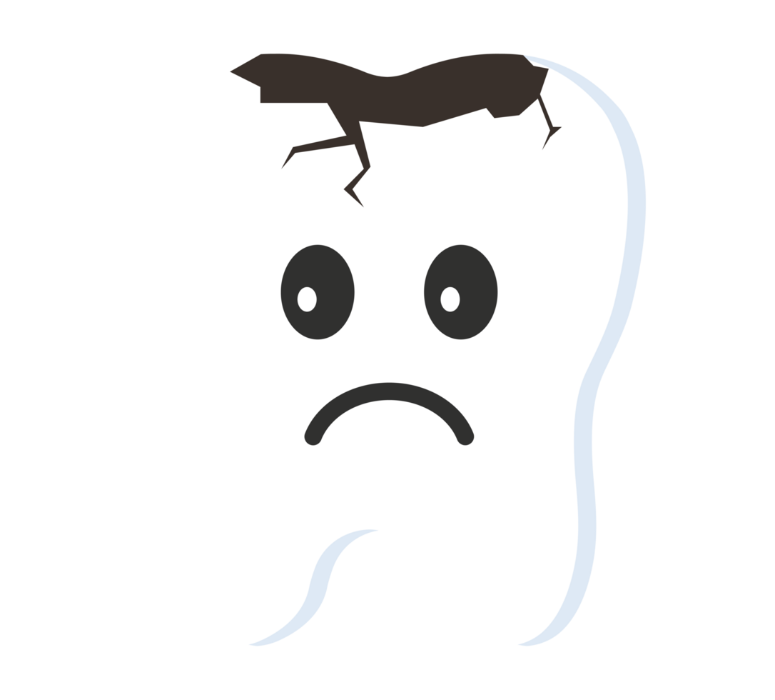 Sad White Teeth Because of Cavity png