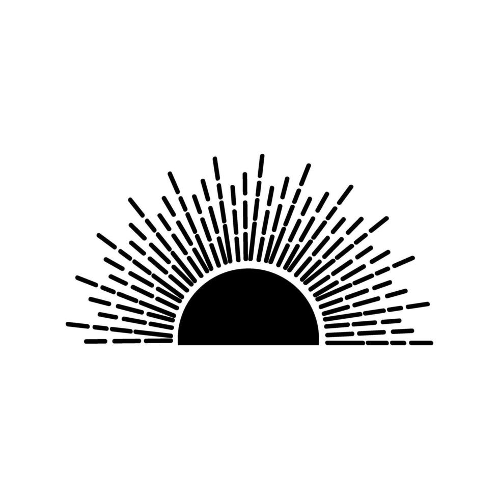 Sunset icon isolated on white background. Sun rays. illustration vector