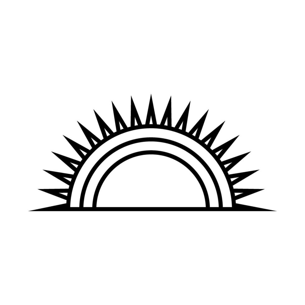 Sunrise icon white background, line style, ilustration vector