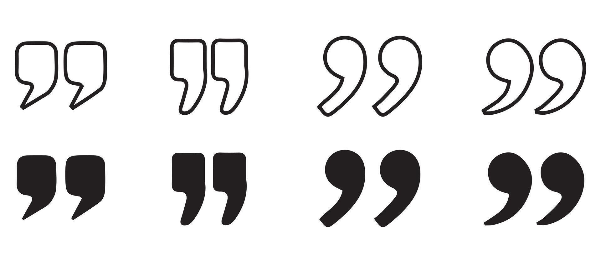 Black Simple Quote mark. Out line icon vector