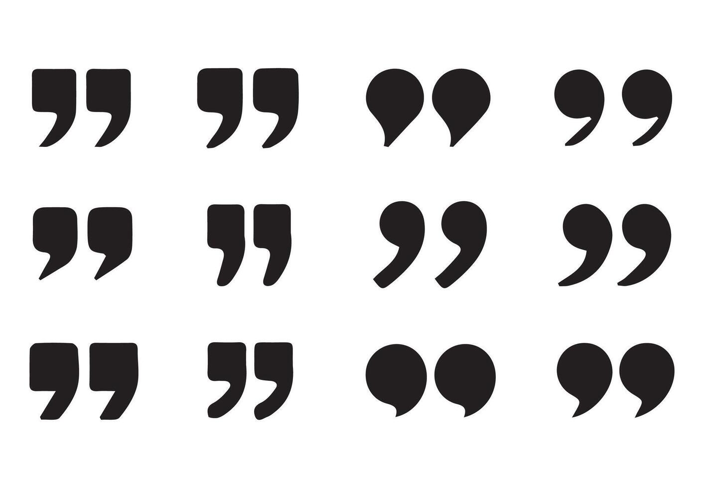 Quotation mark. Quote icon set. Mark sign and symbol vector