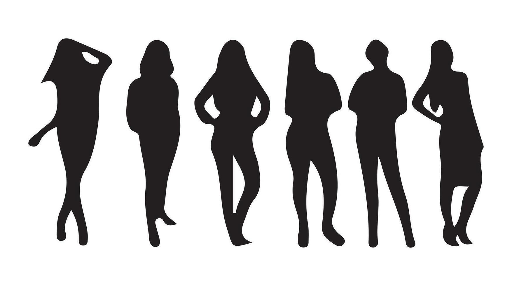Unrecognizable portraits of women set. EPS 10 vector
