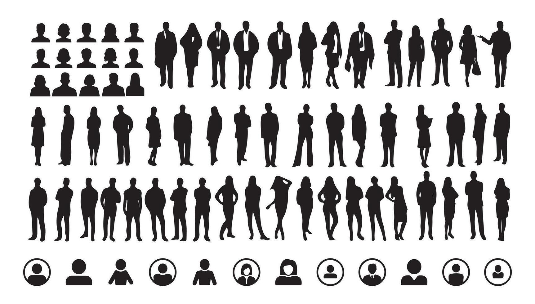 Big black silhouette businessman set vector