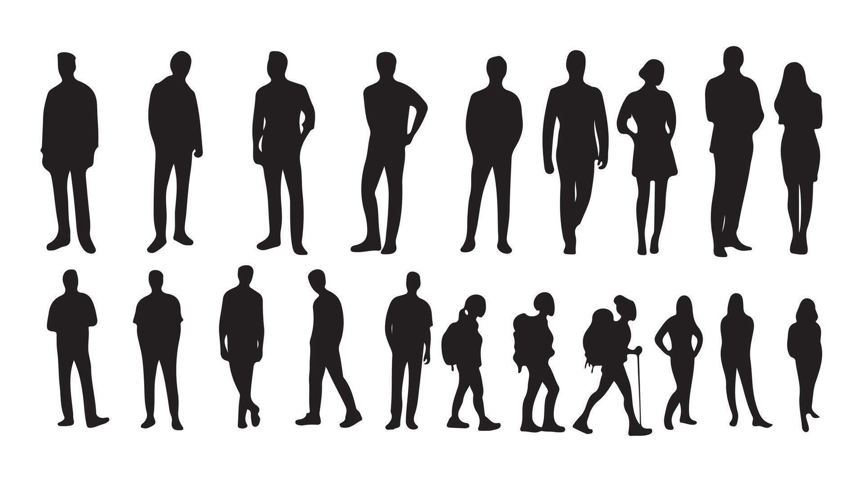 Pepole avatar icon. Black silhouette businessman set vector