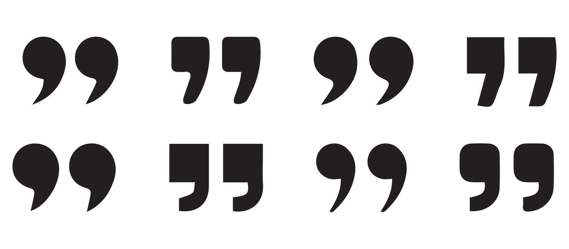 Flat Style Quote Marks. Quote icon set Sign and symbol vector