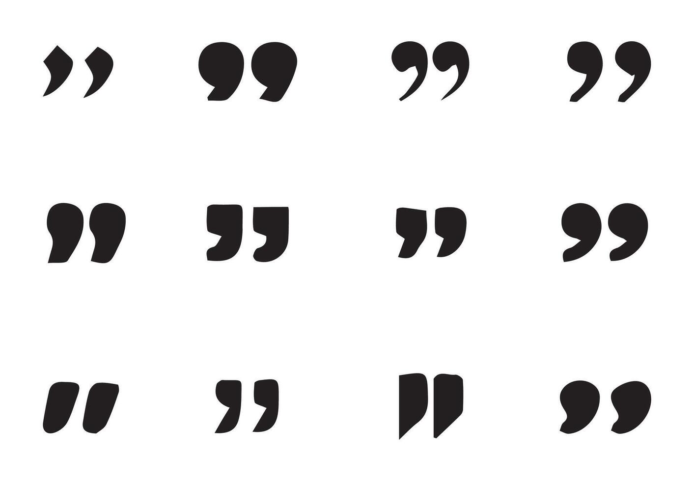 Quote icon set. Quotation marks for words and sayings vector