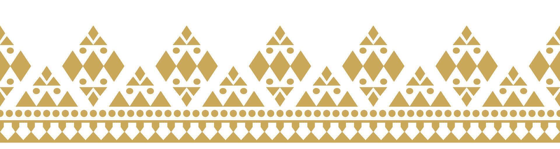 Tribal Inspired Geometric Gold Border Pattern for Carpet and Fabric. vector
