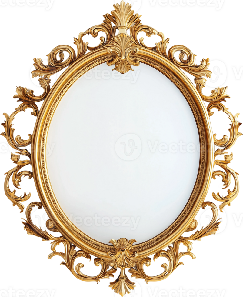 gold frame with ornate design on transparent background png