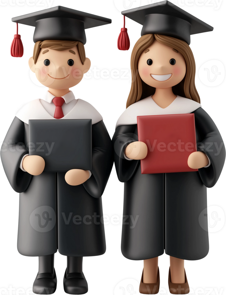 students in cap and gown png