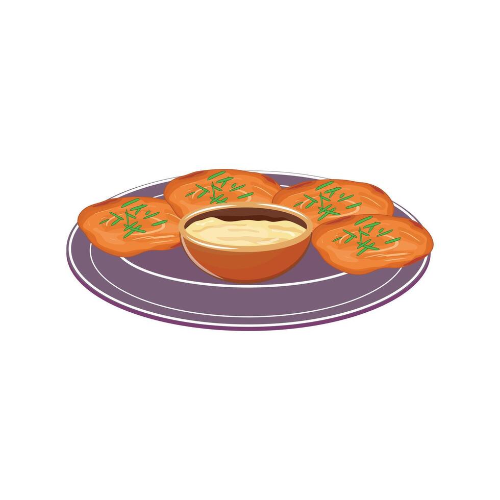 Illustration of Malpua served with Rabri, a traditional Indian sweet dish for cultural and festive occasions vector