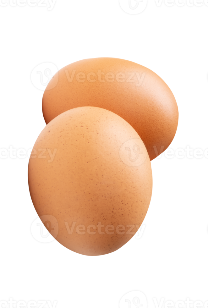 A small heap of two fresh cream chicken eggs isolated with clipping path in file format png