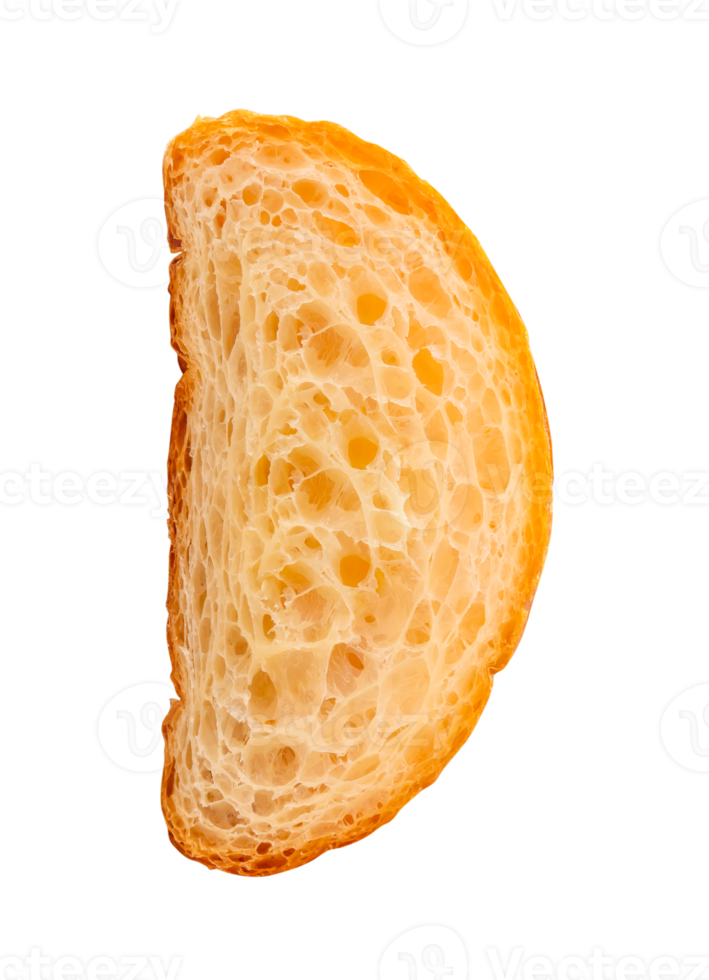 A single half of brown croissant isolated with clipping path in file format png