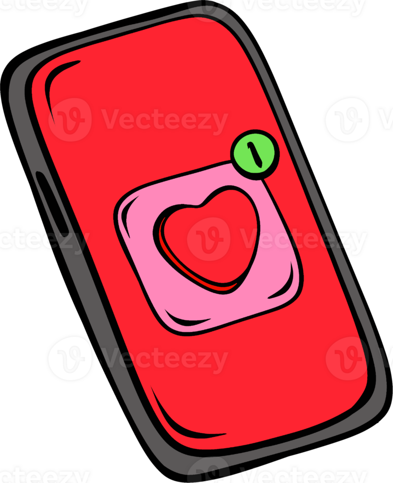 Smartphone heart icon on the screen. illustration png