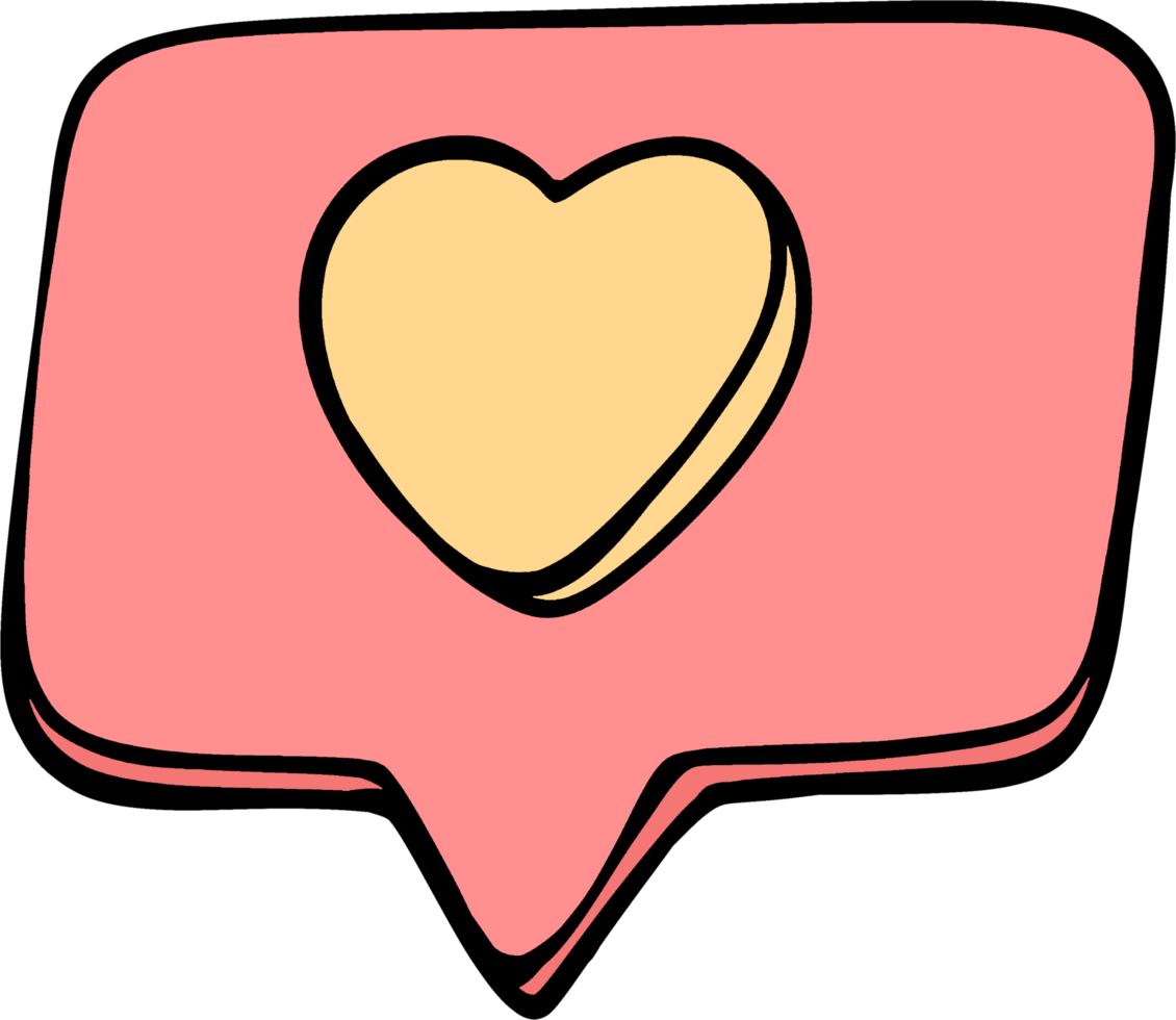 Heart in a speech bubble on a illustration. png
