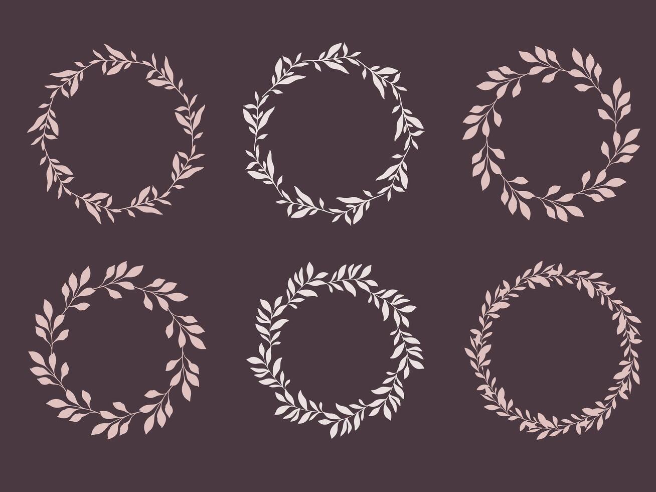 Greenery Wreaths Set. Trendy floral frames with leaves and branches silhouette. Hand drawn silhouettes of branches. Botanical Line Art. Hand drawn graphics. Elegant wedding invitations, save the date vector