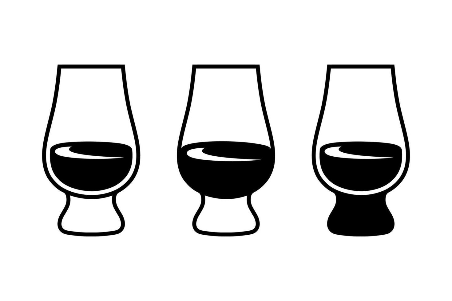 Glass of whiskey icon. Glencairn glass icon isolated on white background vector