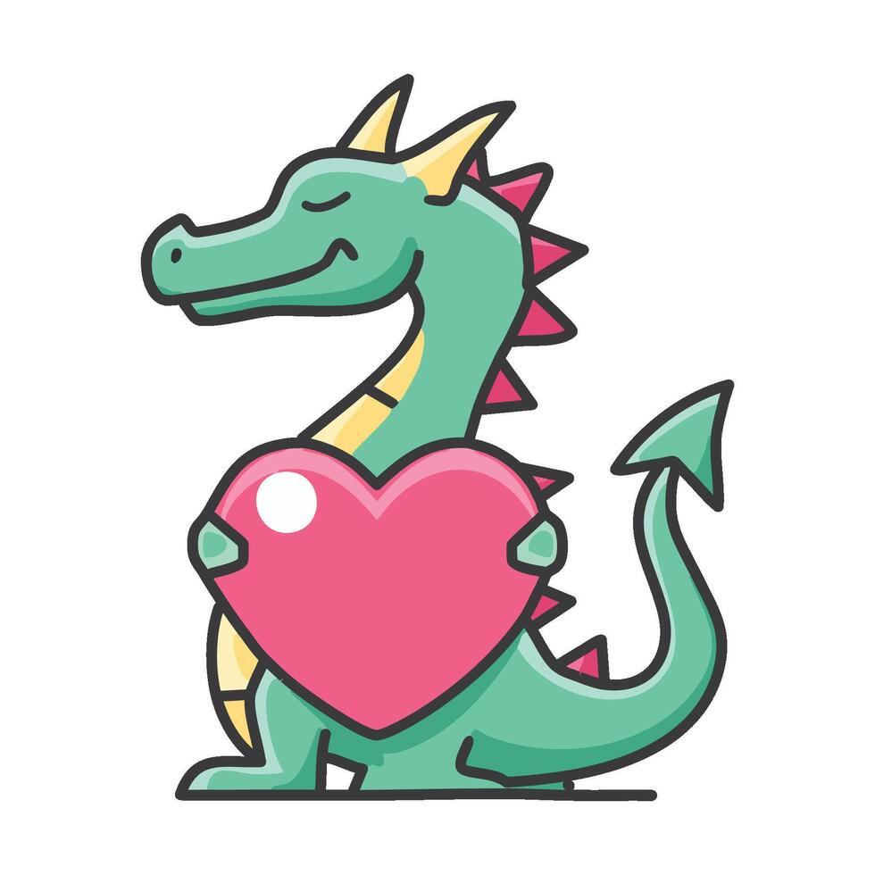 Dragon with heart vector
